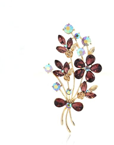 QUKE Nelken Blumen Brosche für Damen Mädchen,Kristall Strass Schmuck Anstecknadel, Elegantes Geschenk