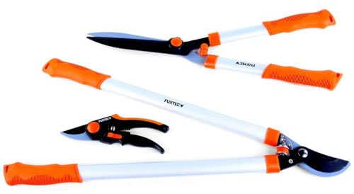 Fuxtec Premium Set 3 cesoie da Giardino - Viti, Rami, siepi FX-SPS3 cesoie da Giardino manuali, tagliasiepi manuali per Dare Forma alle vostre siepi