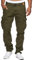 Indicode Herren William Cargohose aus Baumwolle m. 7 Taschen inkl. Gürtel | Outdoorhose Army, XL