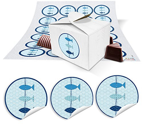 Logbuch-Verlag 24 kleine Fische Gastgeschenke Kommunion Firmung Schachteln zum Befüllen 8 x 6,5 x 5,5 cm Taufe maritim verpacken blau türkis