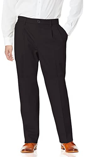 Dockers Men's Relaxed Fit Signature Khaki Lux Cotton Stretch Pants - Pleated, Black, 38W x 32L