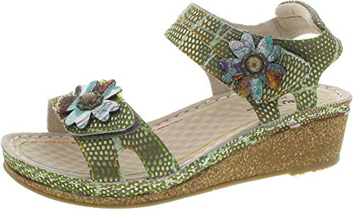 Laura Vita Facraho 01, Sandali Peeptoe Donna, Verde Cachi, 38 EU