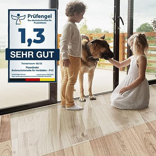 Floordirekt Bürostuhlunterlage Bodenschutzmatte - Bodenmatte Stuhlunterlage - Transparent - Stärke: 1,5 mm - Bodenschutzmatte für Hartböden (Neo, Breite: 90 cm, Länge: 140 cm)