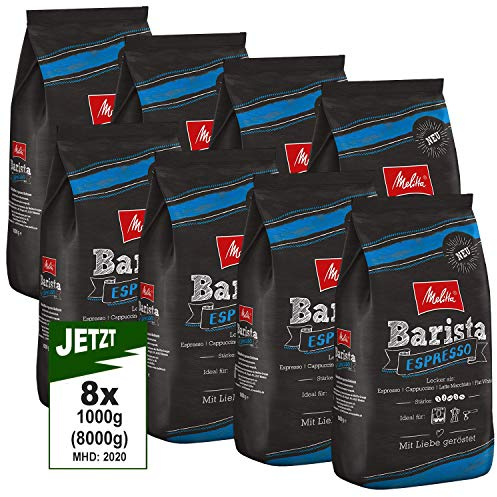 Melitta Barista Espresso, Ganze Kaffeebohnen 8 x 1000 g (8000 g) – Café expresso kraftvoller und würziger