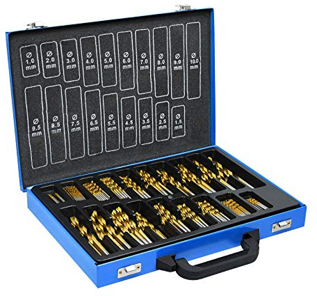 HENGMEI 170pièces Set de mèches à bois Forets à métaux HSS 1mm-10mm DIN 338