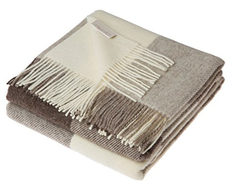 LANEROSSI, Plaid Iseo, 130x170 cm, 100% Lana Vergine, Beige Check