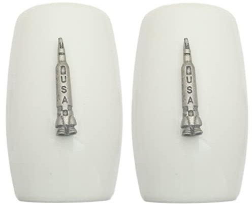 Space Rocket China Salt and Pepper Shakers Cruet Set Modern White CSP 419