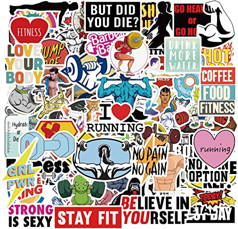 100 adesivi fitness ispirazione slogan, simpatici adesivi da ginnastica per bottiglia d'acqua, laptop, paraurti, in vinile