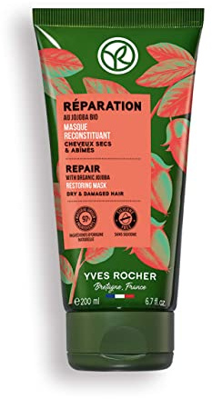 Yves Rocher Rekonstituierende Haarmaske mit Jojoba-Öl, beschädigtes Haar, nährt, repariert und schützt, 200 ml