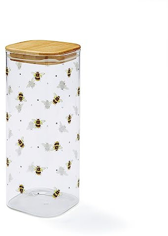 Cooksmart British Designed X-Large Glass Storage Jars | Glass Storage Jars For Kitchen With Modern Designs | Spaghetti Storage Jar or Pasta Containers - Bumble Bees