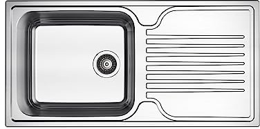 RUMO Elite Stainless Steel Kitchen Sink 1.0 One Single Large Deep Bowl Reversible Sinks with Drainer 1000 x 500mm Inset Life Time Warranty Includes Wastes & Plumbing Kit
