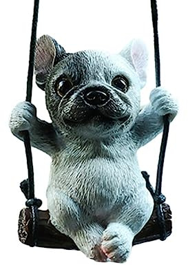 Bulldogge Rückspiegel Anhänger, Autospiegel Anhänger Lustig Französische Bulldogge Harz Schwingende Hund Anhänger Schaukel Rückspiegel Bulldogge Miniatur Auto Rückspiegel Dekoration,8cmx6cmx3.6cm