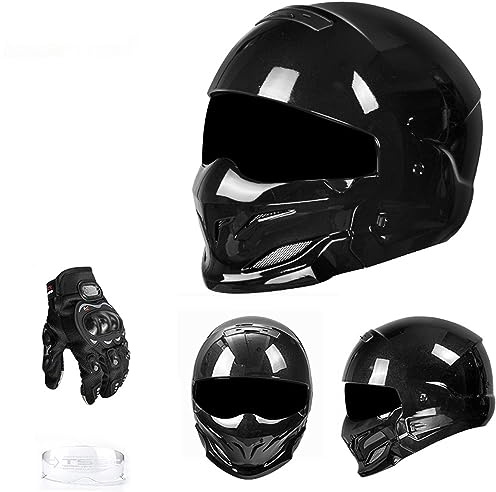 RUANLOV Klapphelm Flip up Motorradhelm Integralhelm Herren Damen mit verstärktem Kinnschutz Chopper Moped Mofa Roller Modular Helm Motorrad mit ECE DOT Zertifizierung (E L=59~60CM)