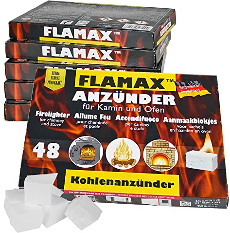 288 x / 576 x / 1152 x cubes d'allumage pour cheminée, allume-charbon, allume-feu, allume-barbecue, four, allume-charbon en laine d'allumage Flamax, Nombre : 12 paquets = 576 cubes, carré