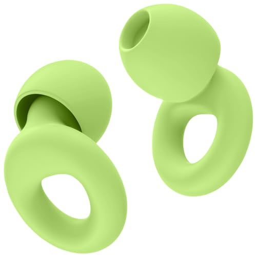 HOYIO 2 Pares Tapones Oidos Ruido Dormir, Tapones Oidos Cancelacion de Ruido 27 dB para Dormir Concierto Festival, Reutilizables y Lavables Suave, 8 Almohadillas en XS/S/M/L, Earplugs, Verde Claro