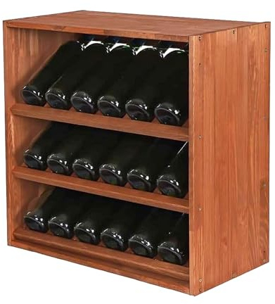 PROREGAL Modulares Weinregal VINCELLAR MOD | HxBxT 60x60x30cm | Schräg Modul für 18 Flaschen | Massives Kiefernholz | Braun geölt | Weinhalter Weinständer Flaschenständer Flaschenregal Holzregal