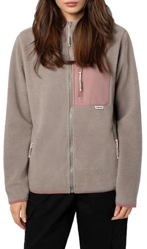 Sublevel Damen Fleecejacke mit Brusttasche – Bequeme Übergangsjacke mit Kapuze, Ideal für Outdoor-Aktivitäten beige S
