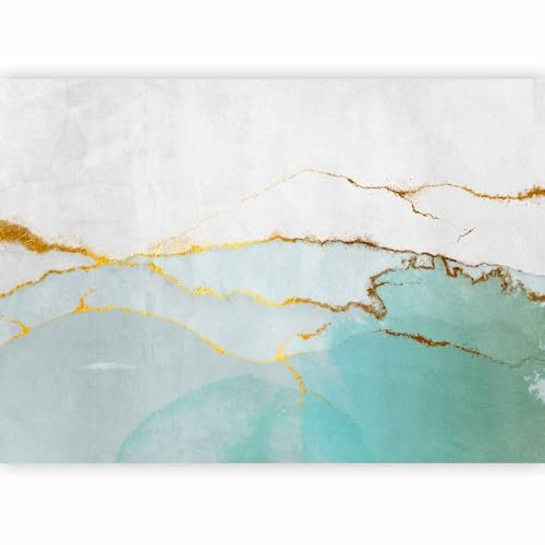 murando - Papier Peint Panoramique Intissé Abstrait 250x175 cm - Revêtement Mural pour Chambre Salon - Design Unique Moderne Décoration Murale - Vert jaune turquoise gris - a-A-10238-a-a