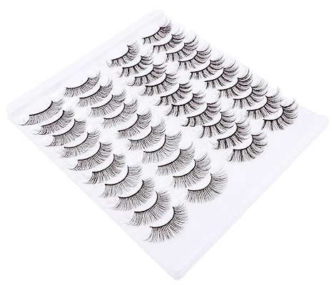 FRCOLOR 20 Paires faux cils artificiels colle à cils duo fouetter maquillage faux recourbe- fake lashes cosmétiques faux 3d faux réalistes fibre Black