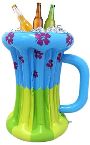 Inflatable Ice Cooler, PVC Inflatable Beer, 22x20x3cm, Portable Floating Beverage Container, Large Party Decorations for Pool, Beach, Birthday, Barbecue, Outdoor Gatherings
