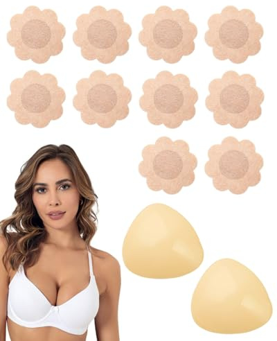 JUKOTA Coussinets Push-up adhésifs Double Face, protège-tétons Push-up,Coussinets de Soutien-Gorge Auto-adhésifs,Coussinets 2 en 1, Coussinets de Soutien-Gorge réutilisables et lavables - A