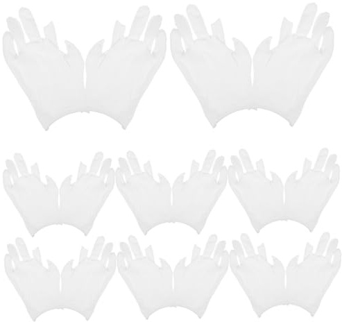 CLISPEED 12 Paare Weiße Baumwollhandschuhe Fingerlos Atmungsaktiv Feuchtigkeitsspendend Flexibel für Trockene Hände Arbeitshandschuhe für Männer und Frauen Vielseitig für Alltag und