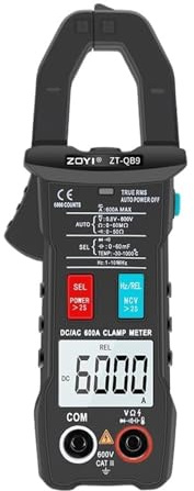 AYJYZHIAG Pinza amperometrica Digitale True RMS 6000 DC/AC 100A 1mA Amperometro multimetro Corrente for Auto Voltmetro capacità Tester di Temperatura(ZT-QB4)