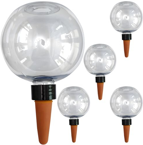 Texvora 5-Pack Of Self-Watering Globes, Each 500Ml, For Indoor And Outdoor Plant Care, Automatic Water Release With Attractive Ceramic Base For Busy Plant Owners