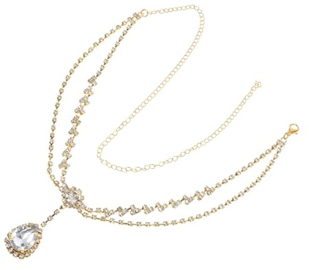 Healvian Diadema de Boda Elegante y Tocado de Cristal Dorado para Mujer, Adorno de Cabeza Delicado y Brillante, Accesorio para Fiesta y Ceremonia,