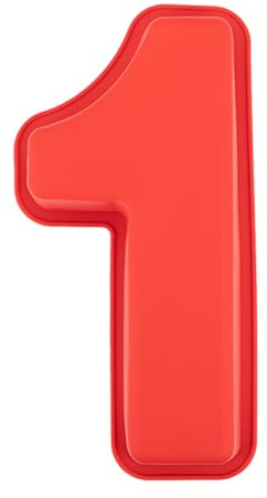 VOYANTE Silikon Kuchenform 1, Backsilikonform 1, Rot Große Silikonform Zahl, Antihaftige DIY Kuchenform 1 Jahr, 3D Kuchenform Zahlen für Kindergeburtstag Jubiläum, Geburtstagstorte, Brot, Pudding