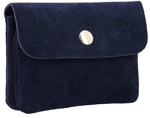 Gusti Leder Geldbörse Maite - Aufbewahrungstasche Portemonnaie Geldbeutel Organizer klein Ledertasche Damen Blau Leder