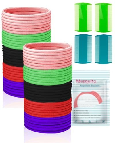 HUVZOR 40 Stück Anti Laus Haargummi Mit 4 Extra feiner Zahnkamm gegen Kopfläuse Natürlich und Wirksam hilft Läusen Vorzubeugen Haargummi Gummiband