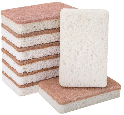 COZYMIRE 8 Stück Bio Spülschwamm aus Kokosfasern und Sisal Schwamm Naturschwamm öko und Nachhaltig Küchenschwamm Biologisch Abbaubar Dauerhaft Schmutzradierer-007