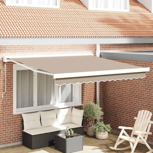 Gelenkarmmarkise Markisen Klemmmarkise,Einziehbare Markise Beige 350 x 250 cm Stoff, Metall,Für Garten Terrasse,Schnell Zu Installieren,Vielseitig Einsetzbar