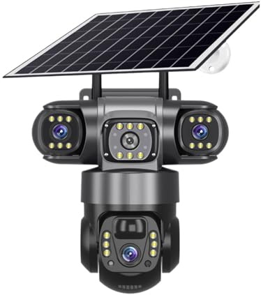 Telecamere di sicurezza, Telecamera solare 4G 12MP 6K 3 lenti CCTV for esterni impermeabile visione notturna telecamere interfono bidirezionale monitoraggio mobile IP per la casa(2MP 5X Cam 128G)