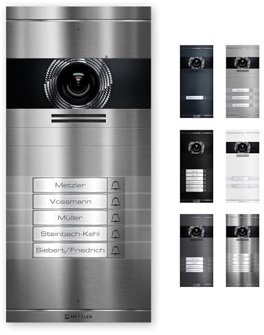 Metzler VDM10 2.0 Videocitofono kit completo con targhetta nome intercambiabile - LAN PoE - citofono video con telecamera HD per casa bifamiliare, app per smartphone, antracite in acciaio inox V2A