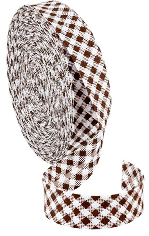 PH PandaHall 22m Nastro Obliquo Piegato Singolo Nastro a Quadri caffè, 2cm Nastri Sbieco Piegato per Lavoretti Fai da Te Cucito Abbigliamento Trapunte e Creazione di Cerchietti