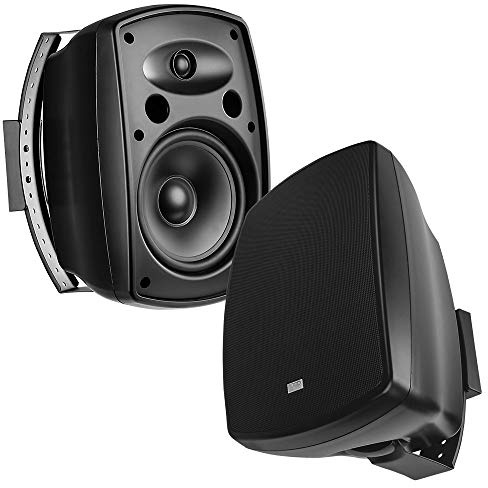 OSD 8 Outdoor Patio Speaker Pair 200W, Full Motion Bracket, Weatherproof IP54 Rated, Aluminum Grilles, Black AP850