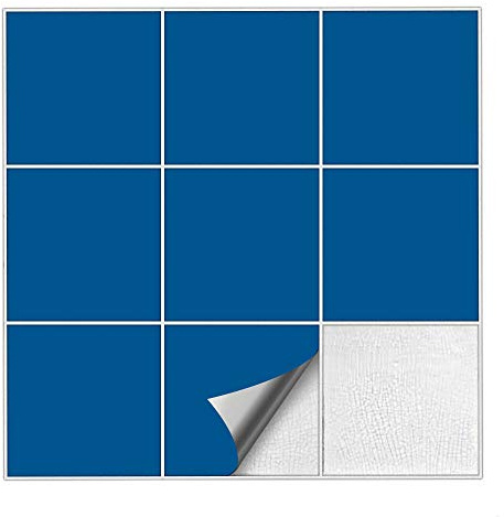 Kiwistar Fliesenaufkleber Enzianblau 51 Seidenmatt - 19,5 x 19,5 cm - 25 Stück - Klebefliesen Fliesenmuster Stickerfliesen Wandfliesen überkleben