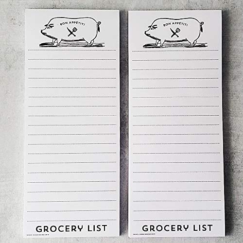 Bon Appetit Pig Refrigerator Notepads Grocery List - SET of TWO PADS