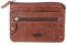 MIKA 42227 - Schlüsseletui aus Echt Leder, Schlüsseltasche mit RFID Schutz, 2 Schlüsselringen, Reißverschluss Hauptfach sowie Zusatzfächer, Key Organizer in braun, Schlüsselmäppchen ca. 11 x 8 cm