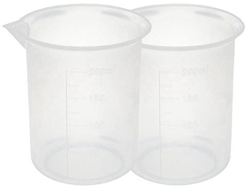 Kitchen Lab Lot de 2 verres gradués en plastique transparent épais avec bouchon doseur 200 ml
