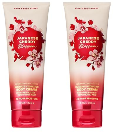 Bath & Body Works Japanese Cherry Blossom Body Cream, Ultimate Hydration Moisturizer with Shea Butter & Hyaluronic Acid for Dry Skin, Iconic Floral Scent, 8 oz - 2 Pack
