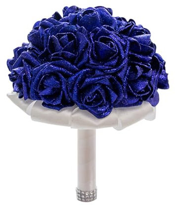Brautstrauss Hochzeit Blumenstrauß, Koreanischen Stil Gefälschte Satin Rose Braut Bouquet Romantische Blumen Braut Hochzeitsblumenstrauß künstlicher Rosenstrauß Dekoration für Braut Hochzeit,Blau