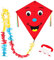 Wolkenstürmer® Eddy Smile (rot) Kinderdrachen - Flugfertiger Einleiner mit Gesicht inkl. Handgriff mit 40m Schnur - 1-Leiner Drachen mit Gestänge