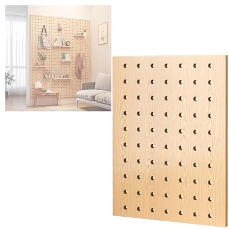 HJZALMI Wooden Pegboard, Combination Wall Organizer Kit, Ornaments Display Hole Boards, Wall Peg Tools Panel For Home Office, Easy To Assemble(60x120cm-4PCS)
