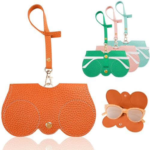 Sheryl&Rain 4 Farben Mode Sonnenbrillenetui, Tragbares Etui für Sonnenbrillen, Brillenetui Weich PU Leder, Reiseschutzabdeckung für Brillen, Brillenetui mit Gürtelclip