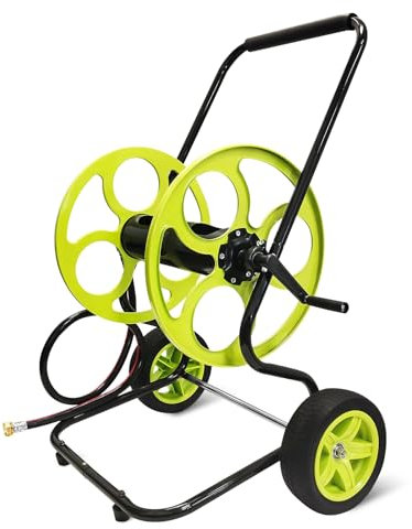 CXCESNS Carrello avvolgitubo, carrello per avvolgitubo da giardino, resistente, con ruote in gomma da 25,4 cm, contiene 100 metri di tubo da 5/8, per carrello per tubo da giardino per cortile/prato