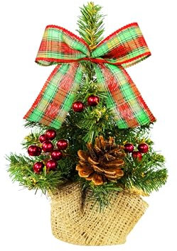 Geschmückter künstlicher Weihnachtsbaum mit 27 Ornamenten Tiny 8 im Topf 25 cm