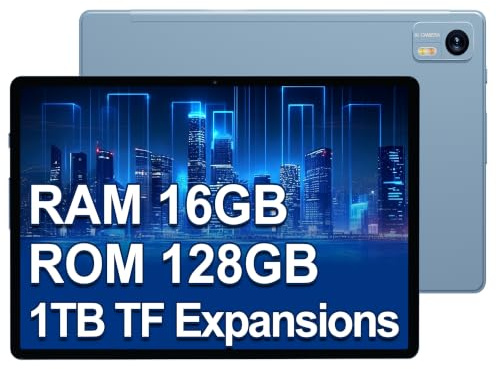 Bvlary 2026 Tablet 10.1 Inch Android tablet, 16GB RAM+128GB ROM (TF 2TB), Octa Core, 2.4GHz+5G WIFI 6,Widevine L1|8000mAh |Bt 5.0 |GMS |Type-C |13+8MP|Tablet with Keyboard & Mouse (Light Blue)
